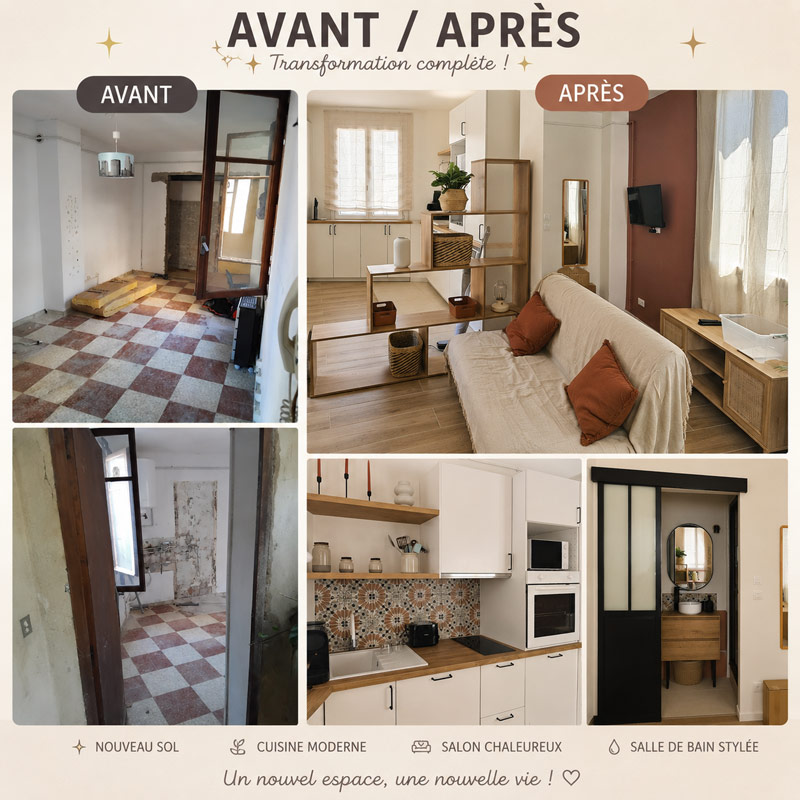 rénovation complète d'un appartement à Avignon en seulement un mois